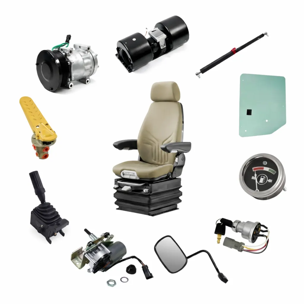 Construction machinery operator station and cab parts for Caterpillar, Komatsu, JCB