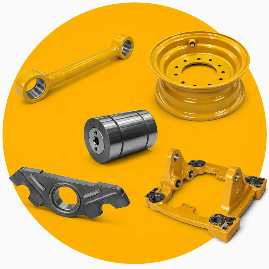 Earthmoving equipment chassis and undercarriage parts for Caterpillar, Komatsu, Volvo