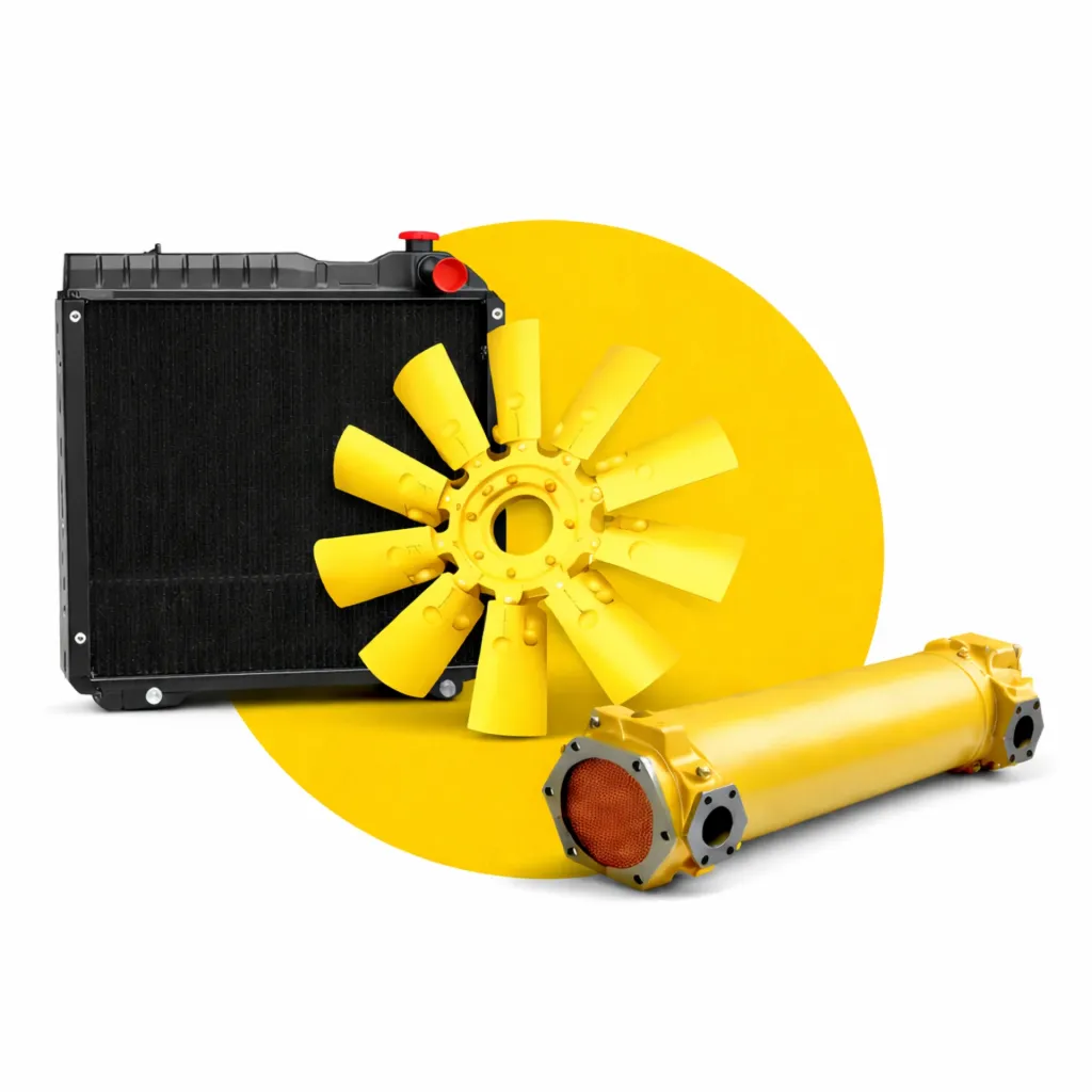 Earthmoving equipment cooling system parts for Caterpillar, Komatsu, Volvo