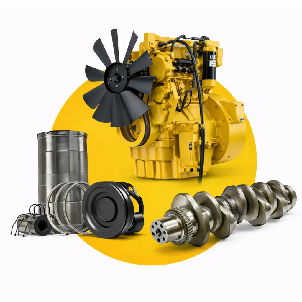 Earthmoving equipment engine components for Caterpillar, Komatsu, Volvo