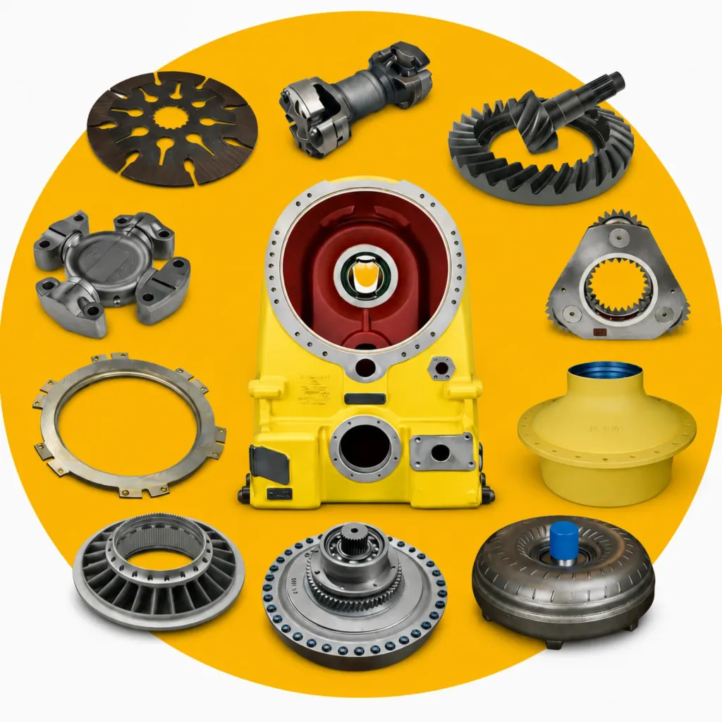 Heavy equipment powertrain parts for Caterpillar, Komatsu, Volvo