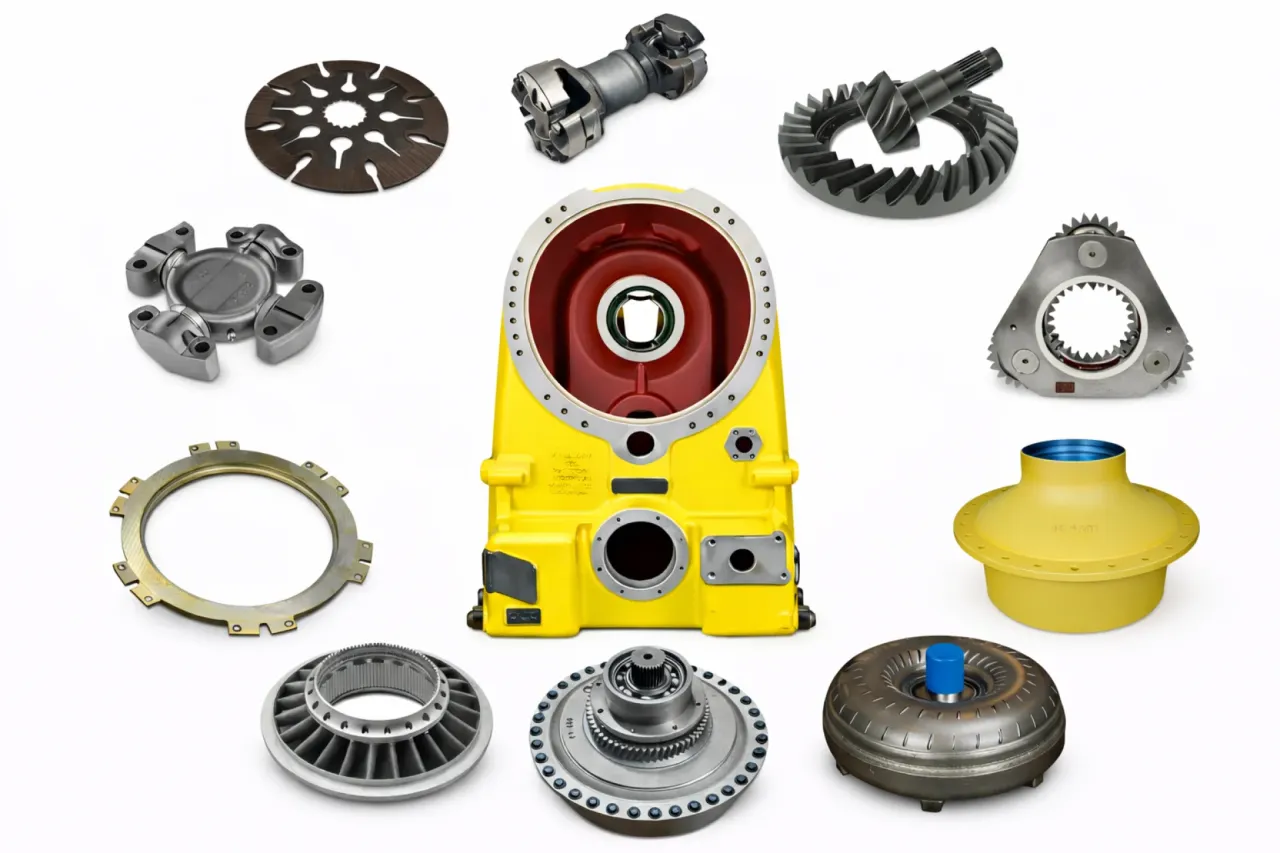 Heavy equipment powertrain parts for Caterpillar, Komatsu, Volvo